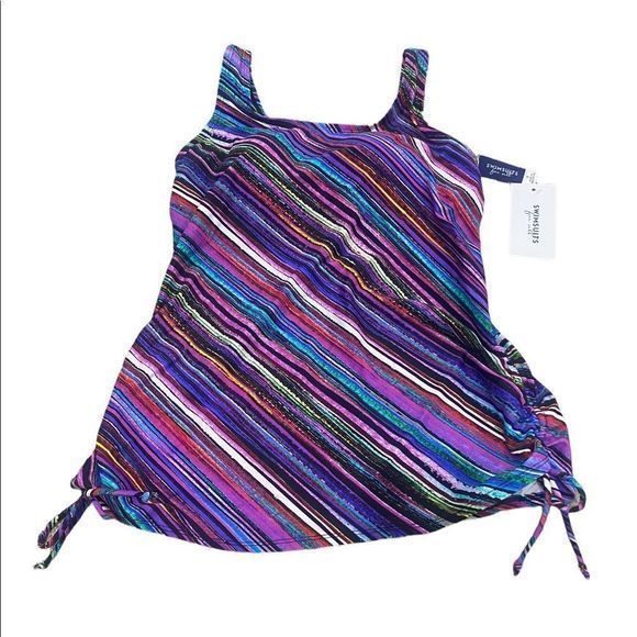 NWT Swimsuits for All Blouson‎ Tankini Top Size 8 - Picture 1 of 6